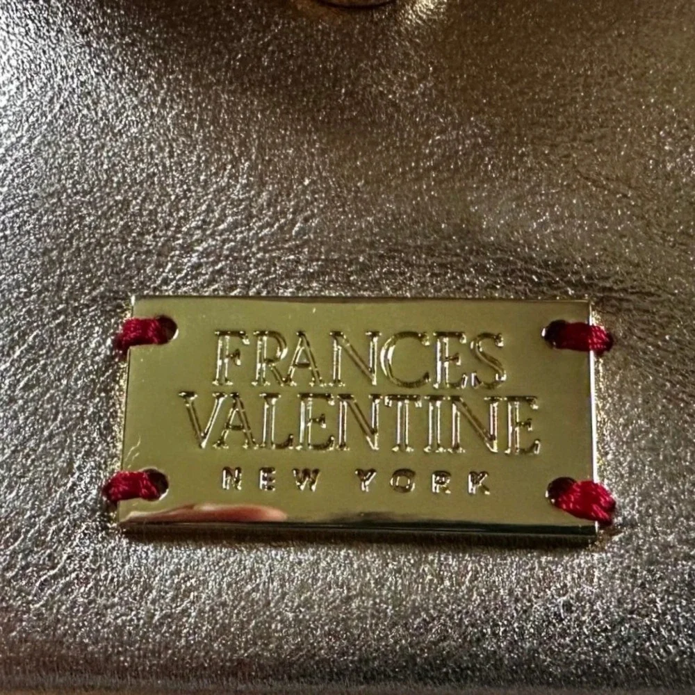 Frances Valentine Metallic Gold Leather Envelope Clutch Crossbody Bag